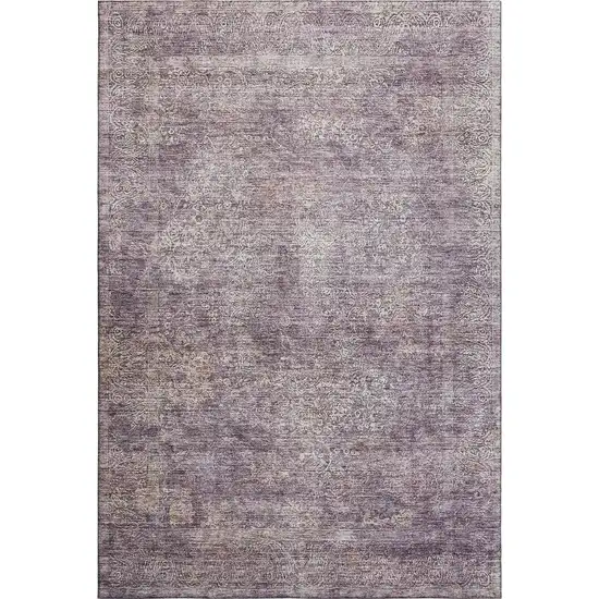 Plum And Ivory Abstract Washable Area Rug With UV Protection Photo 3