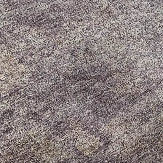 Plum And Ivory Abstract Washable Area Rug With UV Protection Photo 7