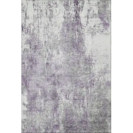 Plum And Ivory Abstract Washable Area Rug With UV Protection Photo 3