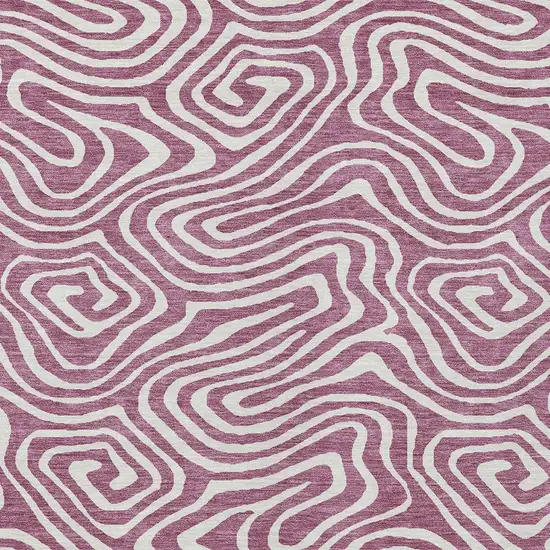 Plum And Ivory Abstract Washable Indoor Outdoor Area Rug Photo 7