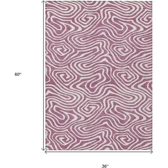 Plum And Ivory Abstract Washable Indoor Outdoor Area Rug Photo 3