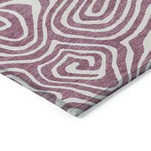 Photo of Plum And Ivory Abstract Washable Indoor Outdoor Area Rug