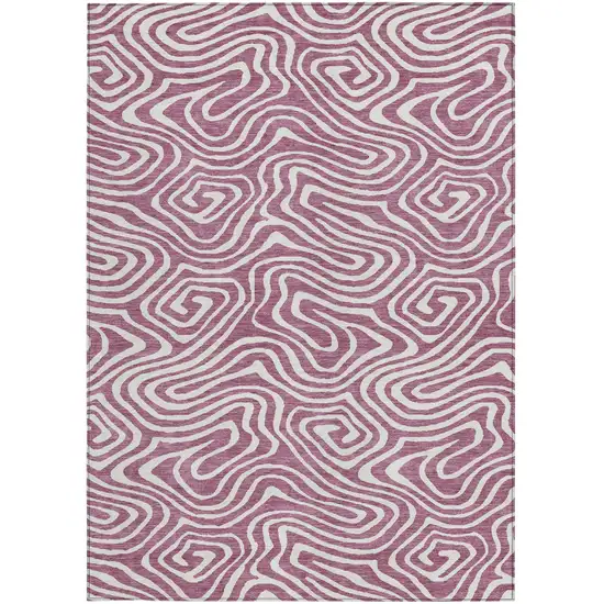 Plum And Ivory Abstract Washable Indoor Outdoor Area Rug Photo 7