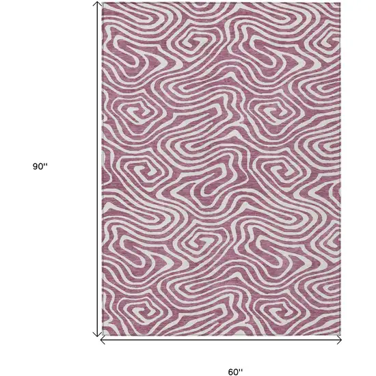 Plum And Ivory Abstract Washable Indoor Outdoor Area Rug Photo 3