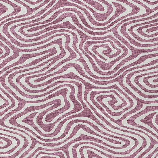 Plum And Ivory Abstract Washable Indoor Outdoor Area Rug Photo 7