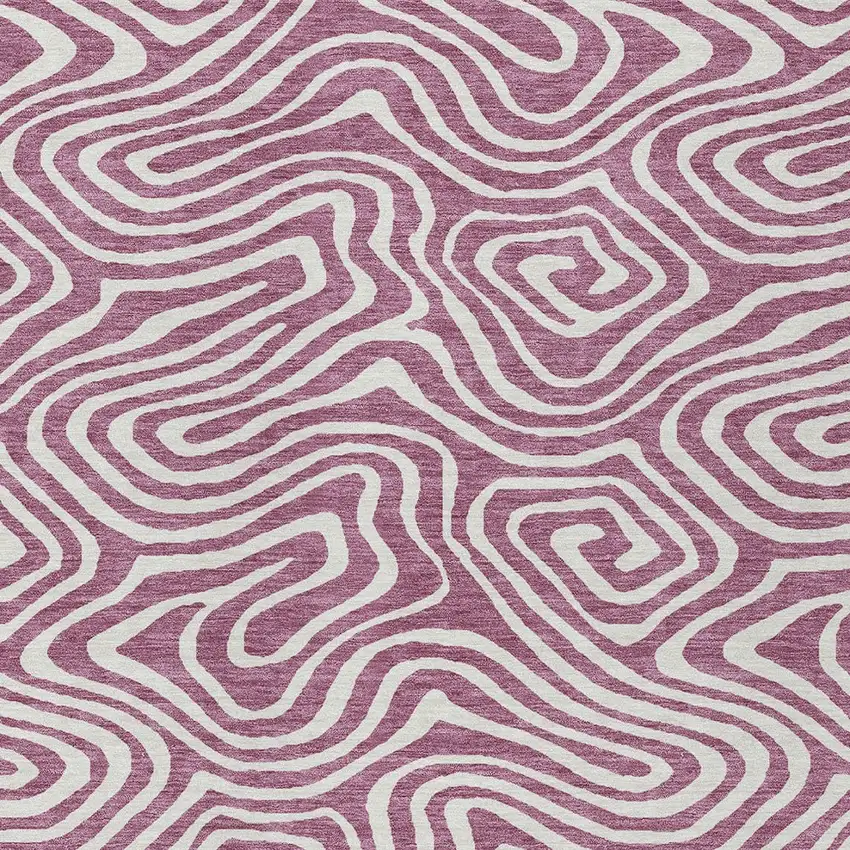 Plum And Ivory Abstract Washable Indoor Outdoor Area Rug Photo 7