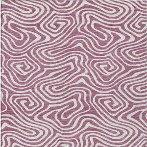 Photo of Plum And Ivory Abstract Washable Indoor Outdoor Area Rug