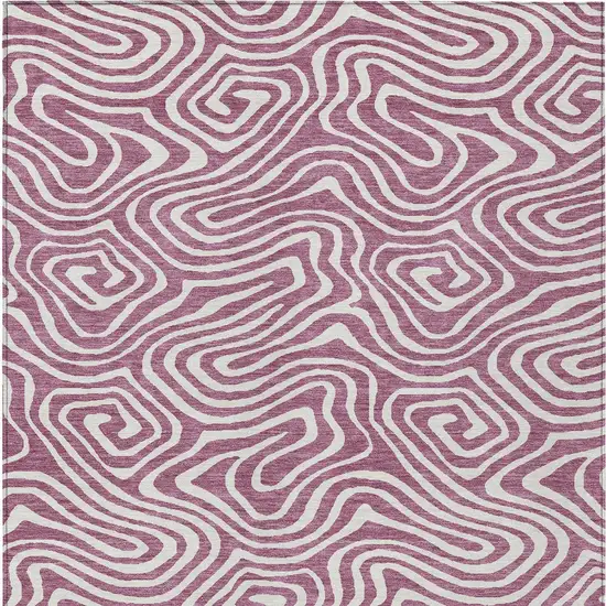 Plum And Ivory Abstract Washable Indoor Outdoor Area Rug Photo 8