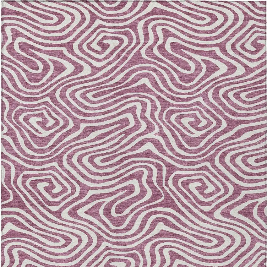 Plum And Ivory Abstract Washable Indoor Outdoor Area Rug Photo 8