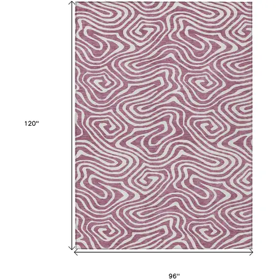 Plum And Ivory Abstract Washable Indoor Outdoor Area Rug Photo 3