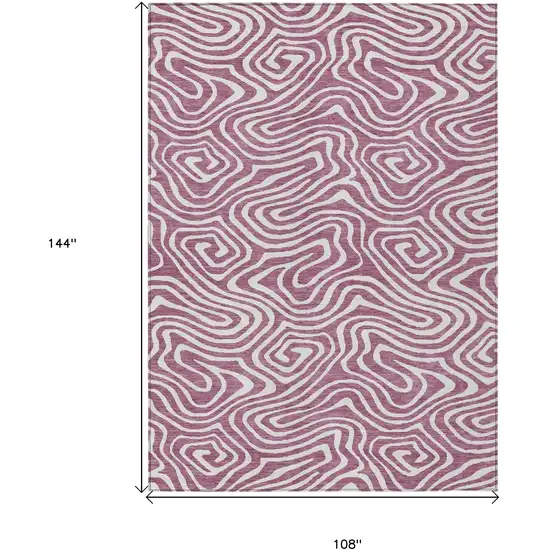 Plum And Ivory Abstract Washable Indoor Outdoor Area Rug Photo 3