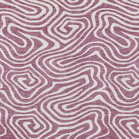 Plum And Ivory Abstract Washable Indoor Outdoor Area Rug Photo 7