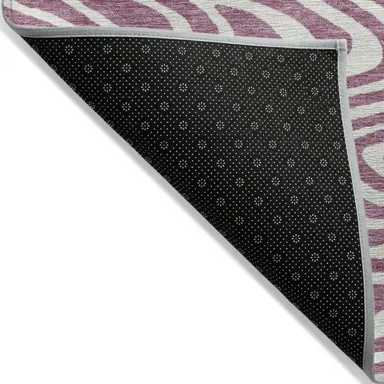 Plum And Ivory Abstract Washable Indoor Outdoor Area Rug Photo 4