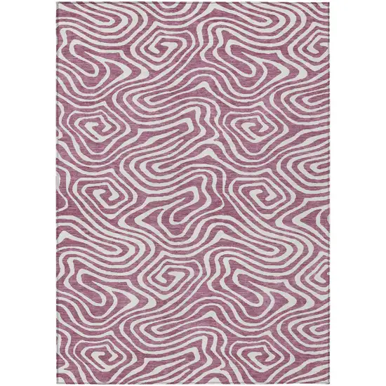 Plum And Ivory Abstract Washable Indoor Outdoor Area Rug Photo 2