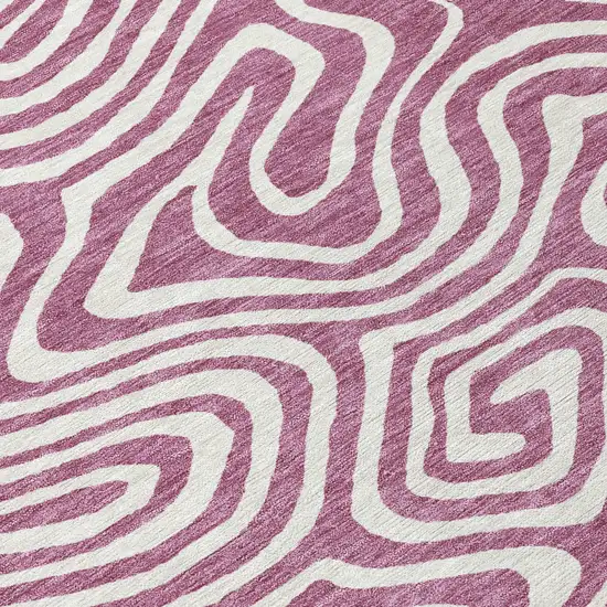 Plum And Ivory Abstract Washable Indoor Outdoor Area Rug Photo 6