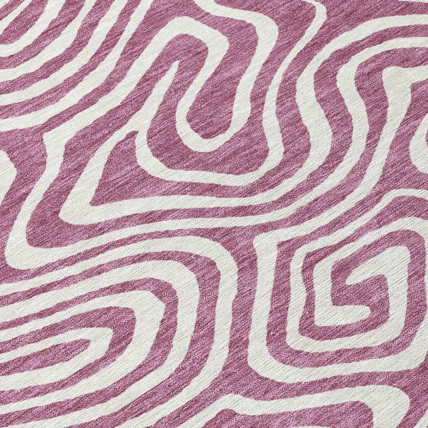 Plum And Ivory Abstract Washable Indoor Outdoor Area Rug Photo 6