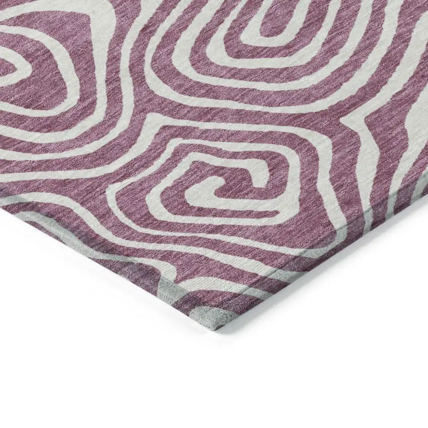 Plum And Ivory Abstract Washable Indoor Outdoor Area Rug Photo 5