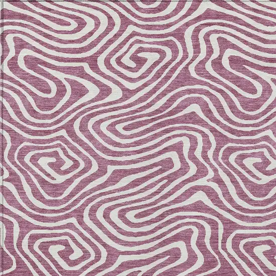 Plum And Ivory Abstract Washable Indoor Outdoor Area Rug Photo 7