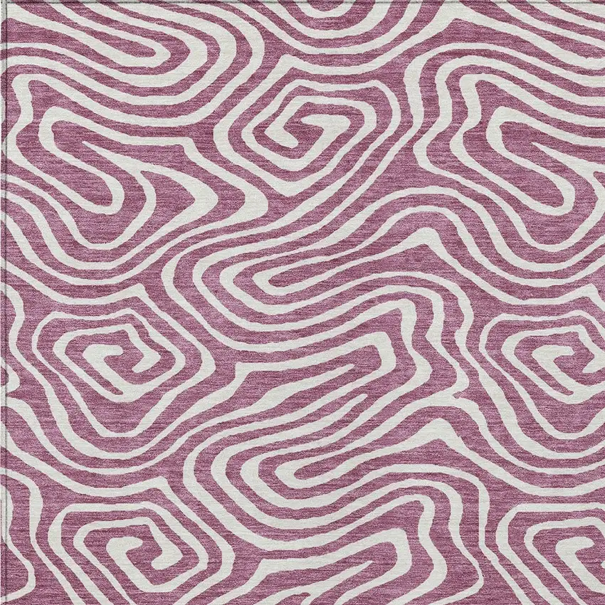 Plum And Ivory Abstract Washable Indoor Outdoor Area Rug Photo 7
