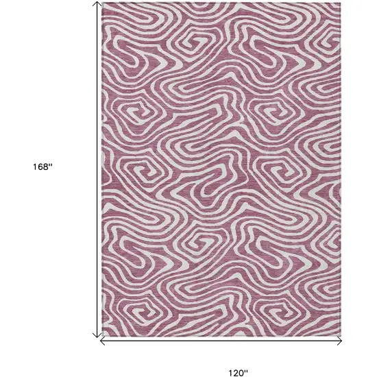 Plum And Ivory Abstract Washable Indoor Outdoor Area Rug Photo 3