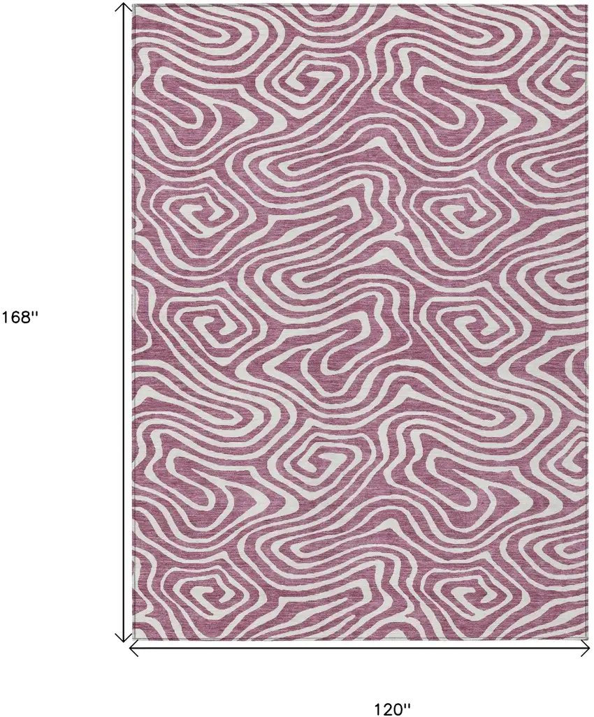 Plum And Ivory Abstract Washable Indoor Outdoor Area Rug Photo 3