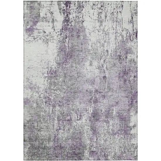 Plum And Ivory Abstract Washable Indoor Outdoor Area Rug Photo 8