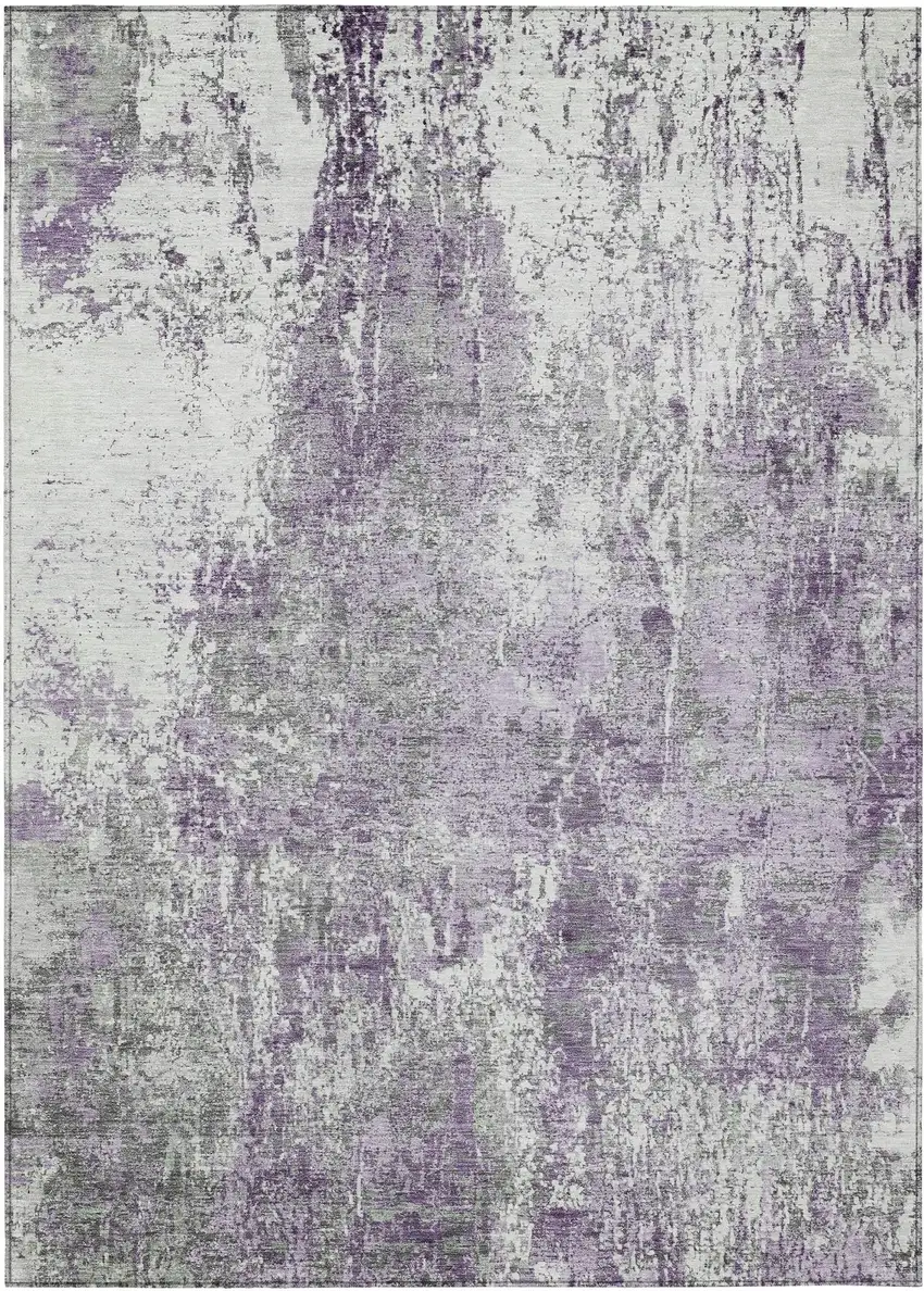 Plum And Ivory Abstract Washable Indoor Outdoor Area Rug Photo 1