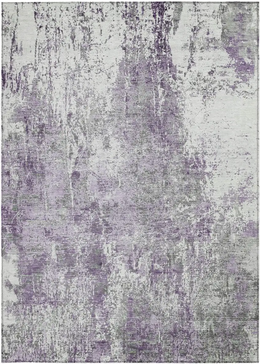 Plum And Ivory Abstract Washable Indoor Outdoor Area Rug Photo 4