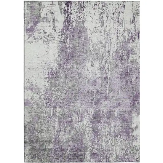 Plum And Ivory Abstract Washable Indoor Outdoor Area Rug Photo 3