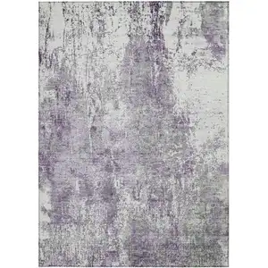 Photo of Plum And Ivory Abstract Washable Indoor Outdoor Area Rug