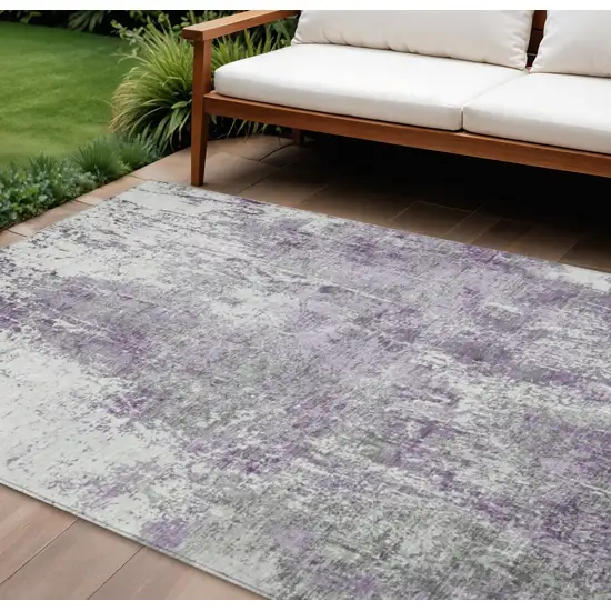 Plum And Ivory Abstract Washable Indoor Outdoor Area Rug Photo 2