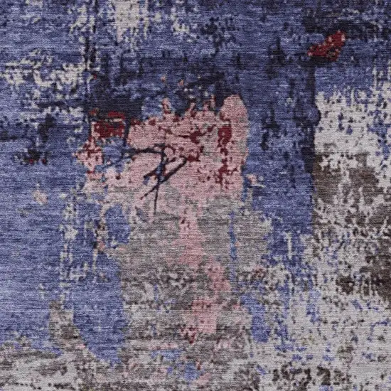 Plum And Ivory Abstract Washable Indoor Outdoor Area Rug Photo 3