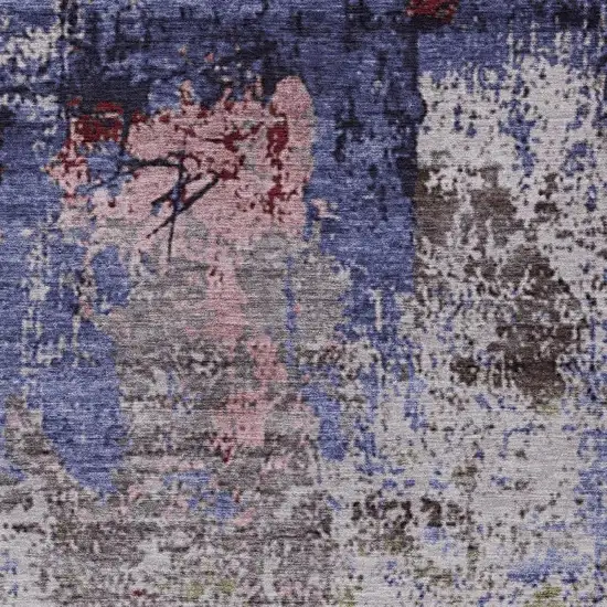 Plum And Ivory Abstract Washable Indoor Outdoor Area Rug Photo 3