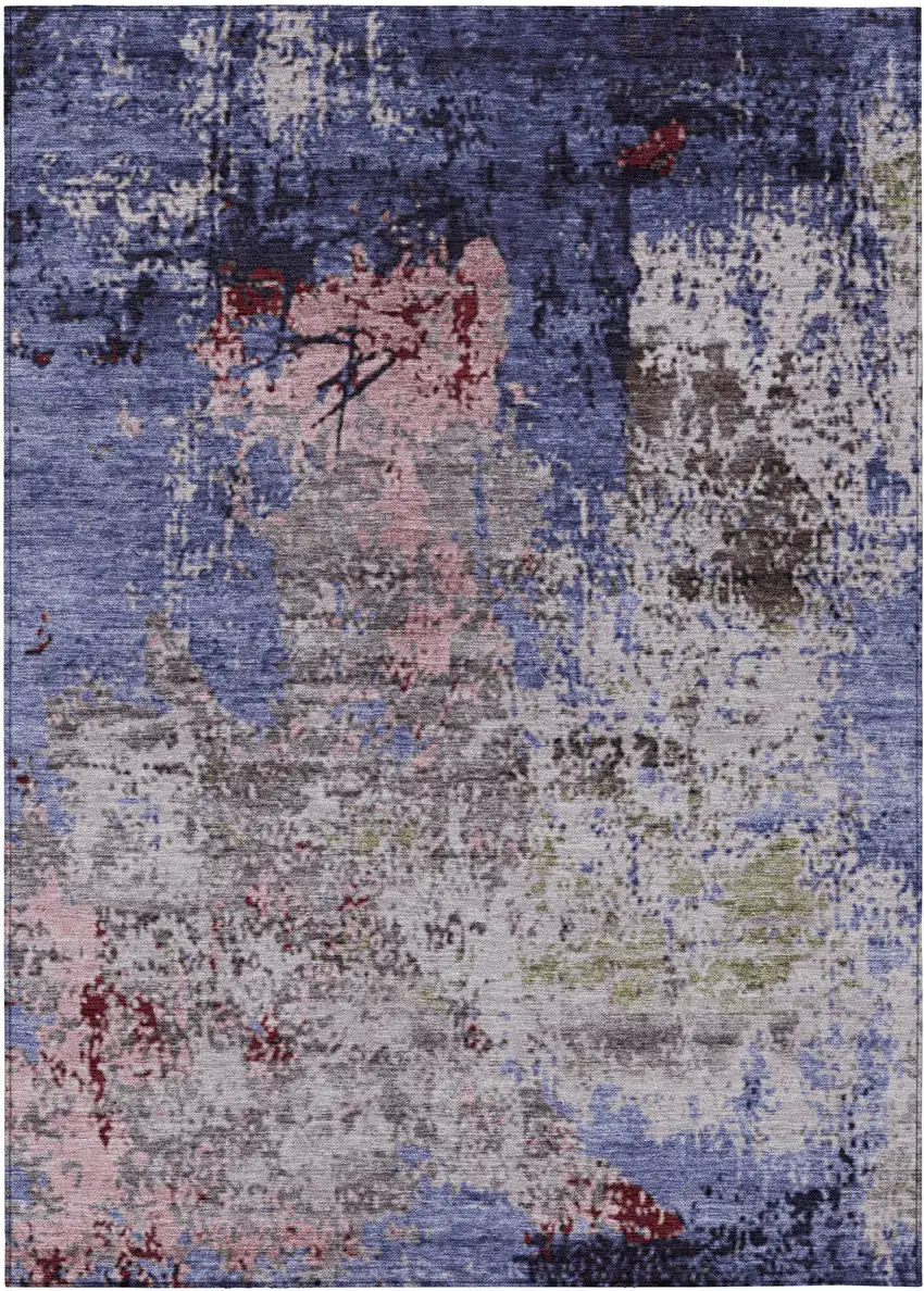 Plum And Ivory Abstract Washable Indoor Outdoor Area Rug Photo 1