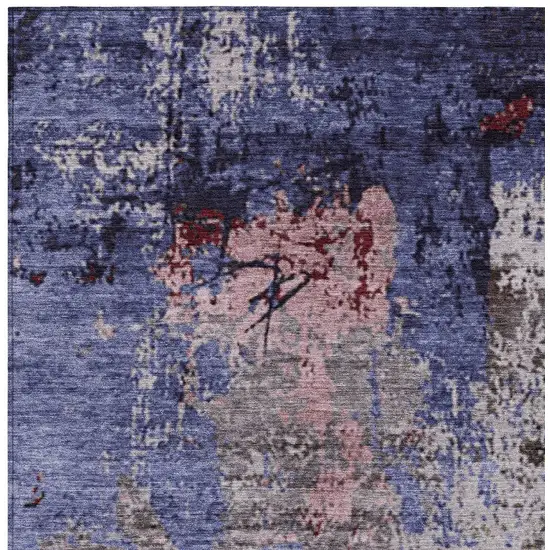 Plum And Ivory Abstract Washable Indoor Outdoor Area Rug Photo 9