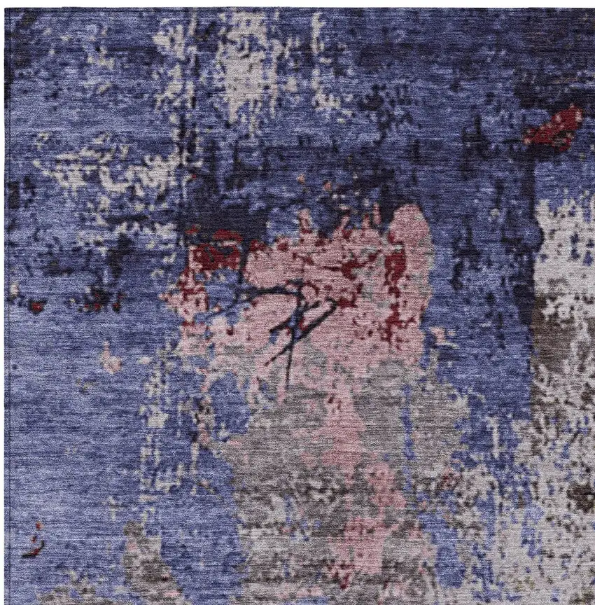 Plum And Ivory Abstract Washable Indoor Outdoor Area Rug Photo 9