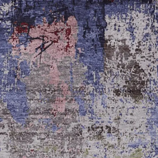 Plum And Ivory Abstract Washable Indoor Outdoor Area Rug Photo 3