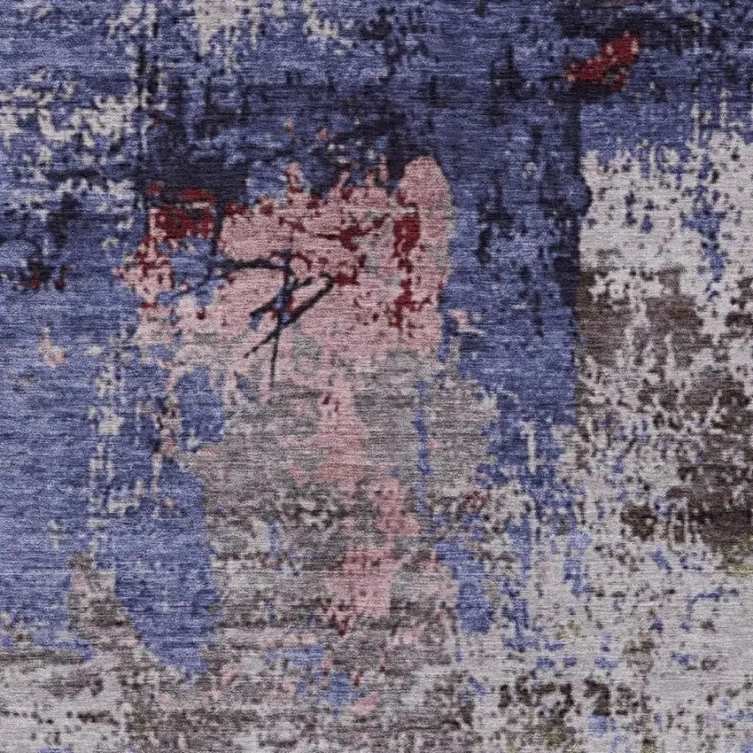 Plum And Ivory Abstract Washable Indoor Outdoor Area Rug Photo 3