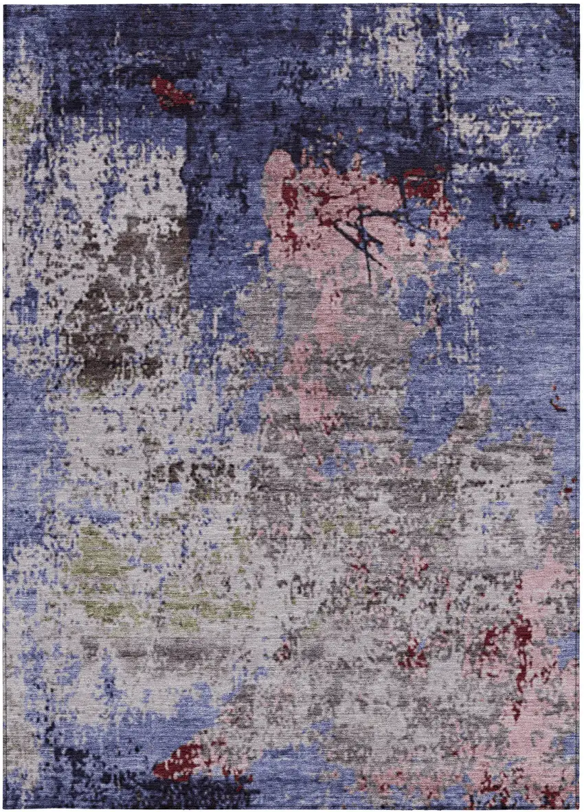 Plum And Ivory Abstract Washable Indoor Outdoor Area Rug Photo 1