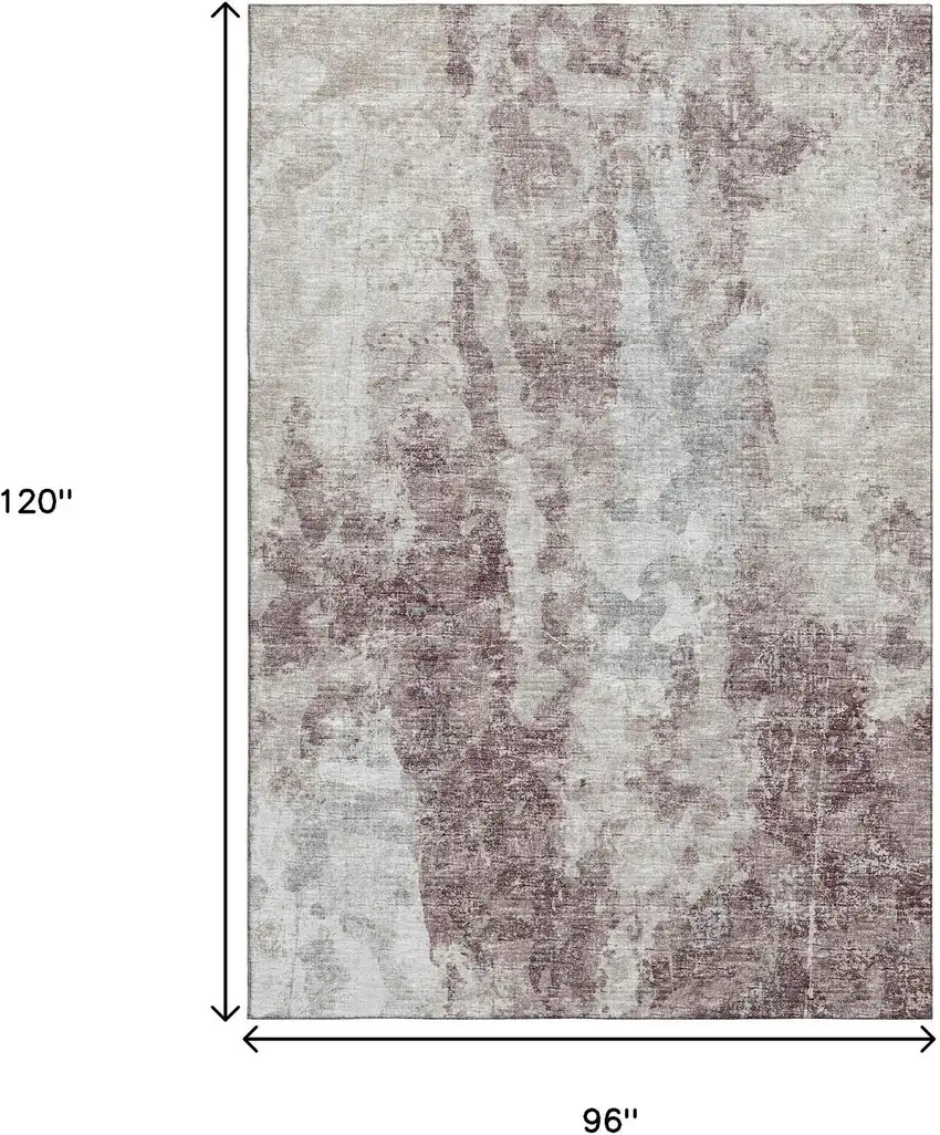 Plum And Ivory Abstract Washable Indoor Outdoor Area Rug Photo 3