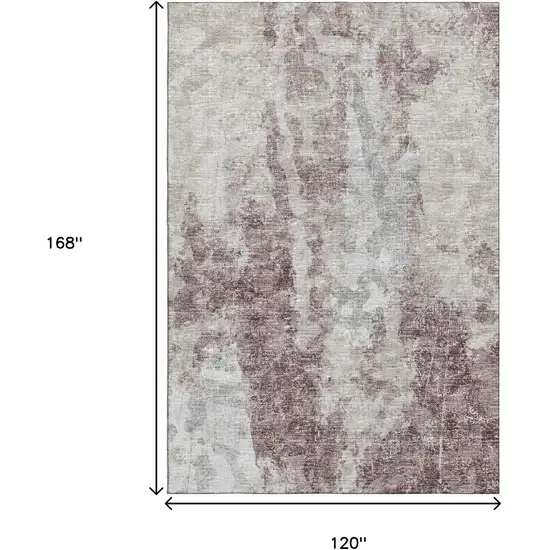 Plum And Ivory Abstract Washable Indoor Outdoor Area Rug Photo 3