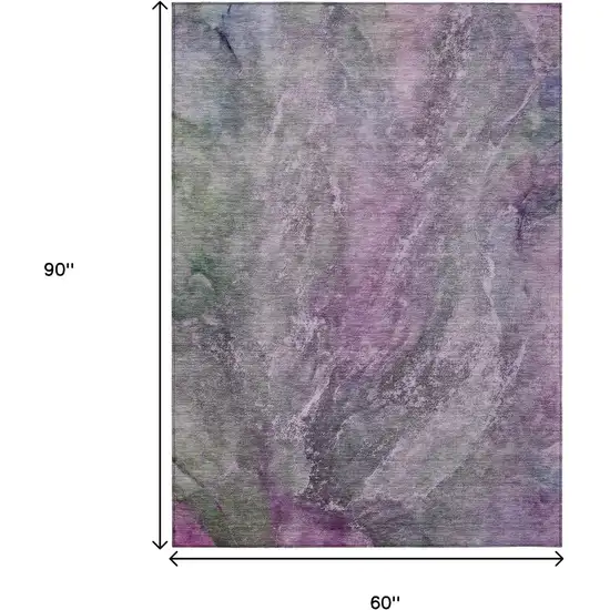 Plum And Ivory Abstract Washable Indoor Outdoor Area Rug Photo 3