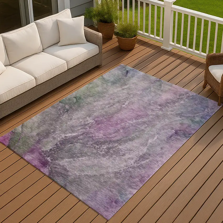 Plum And Ivory Abstract Washable Indoor Outdoor Area Rug Photo 8