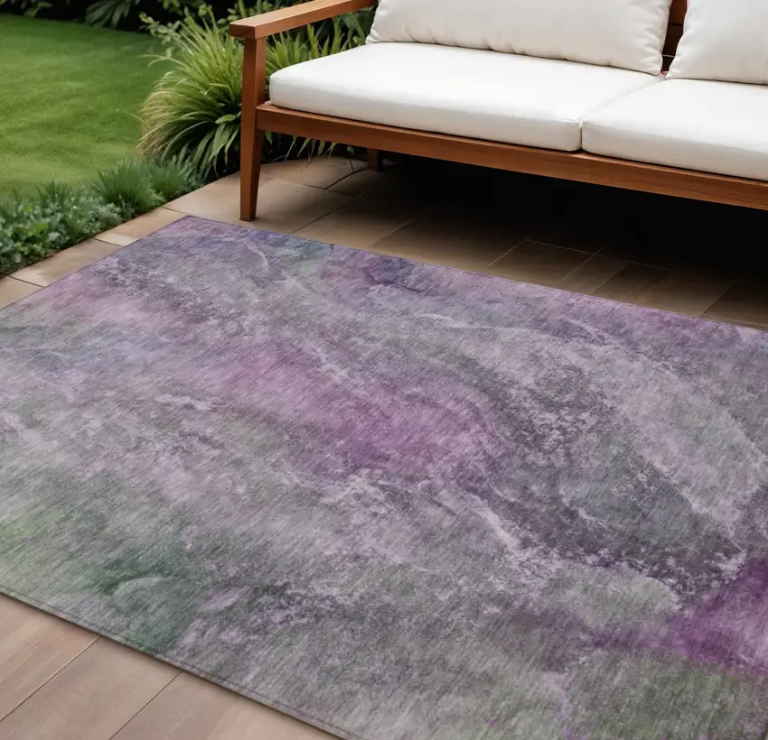 Plum And Ivory Abstract Washable Indoor Outdoor Area Rug Photo 1