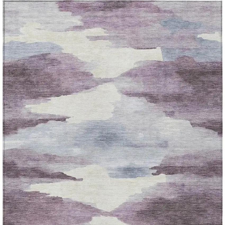 Plum And Ivory Abstract Washable Indoor Outdoor Area Rug Photo 4