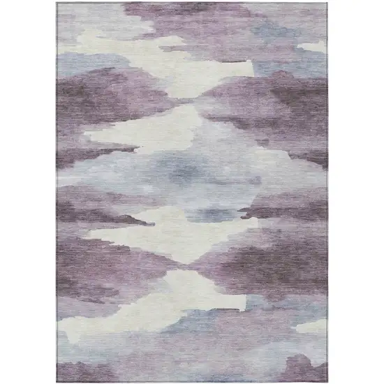 Plum And Ivory Abstract Washable Indoor Outdoor Area Rug Photo 2