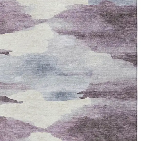 Plum And Ivory Abstract Washable Indoor Outdoor Area Rug Photo 5