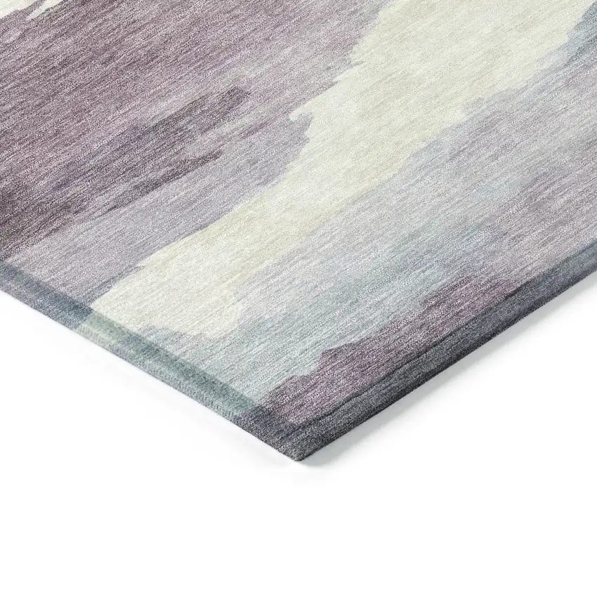 Plum And Ivory Abstract Washable Indoor Outdoor Area Rug Photo 5