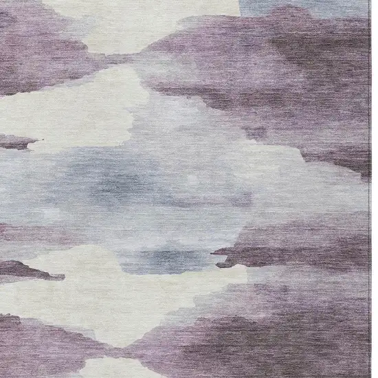 Plum And Ivory Abstract Washable Indoor Outdoor Area Rug Photo 6
