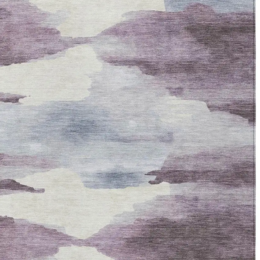 Plum And Ivory Abstract Washable Indoor Outdoor Area Rug Photo 6
